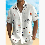 AIDASE  -  Men's Vintage Geometric Ethnic Pattern Button Shirt Lapel Hawaiian Style Summer Party Holiday Clothing aidase-shop