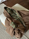 AIDASE  -  American Retro Brown Checkered Hooded Sweatshirt Women's Autumn New Casual Cardigan Jacket Trendy Long Sleeved Loose Outwear aidase-shop