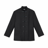 AIDASE  -  New Chinese Style Suit Men's Niche Design Traditional Button Stand Collar Jacket Black Straight Wide Shoulder Coats Ruffian Cool aidase-shop