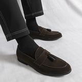 AIDASE  -  Brand Fashion Purple Dress Tassels Loafers Male Business Flats Office Casual Suede Leather Shoes Mens Comfortable Dress Shoes aidase-shop