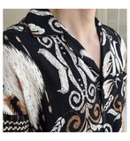 AIDASE  -  Men's Cuban Collar Printed Short Sleeved Shirt Loose Wrinkle Resistant 2025 Contrast Color Single Breast Male Tops aidase-shop