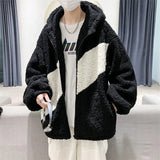 Aidase Autumn Winter Lamb Wool Jacket Trendy Brand Hip Hop Thickened Hooded Padded Jacket Hong Kong Style Loose Fit Korean Version aidase-shop