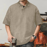 AIDASE  -  Short Sleeved POLO Shirt for Men's Summer Knit Jacquard Texture Oversized Loose Collar Niche T-shirt aidase-shop
