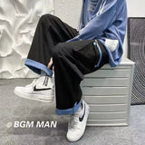 AIDASE  -  Work Pants for Men's Spring and Summer Trendy Brand Street-fried Wide-leg Pants Ins Hong Kong Style Versatile Nine-point Pants aidase-shop