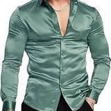 AIDASE  -  Glossy Long Sleeve Men's Shirt 70s Disco Style Casual Autumn Wear Comfortable Chinese Brand Fashionable Top for Men aidase-shop