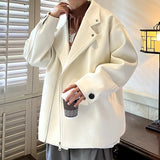 Aidase Winter Thickened Short Woolen Coat Men Warm Casual Zipper Woolen Jacket Men Korean Loose Thick Woolen Coat Mens Jackets Coat aidase-shop