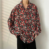 2023 Men's Clothing Turn-down Collar Handsome Long Sleeve Button Spring Summer Thin Man Printing Loose Streetwear Casual Korean Maytrends