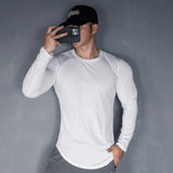 AIDASE  -  New Spring And Autumn Male Sports Leisure Running Fitness Exercise Cotton Elastic Solid Color Long Sleeve Base T-Shirt aidase-shop