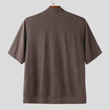 AIDASE  -  Men Shirt Solid Color Knitted V Neck Short Sleeve Korean Style Tops Summer Shirts Streetwear 2025 Casual Men Clothing aidase-shop