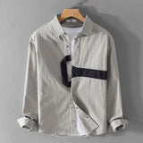 Aidase Fashion Lapel Button Spliced Long Sleeve Vintage Shirts Men's Clothing 2025 Spring New Loose All-match Tops Casual Shirts