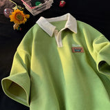 Aidase Polo Shirt Short-sleeved T-shirt Men's Summer American Retro Trendy Brand Waffle All-match Heavyweight Half-sleeved  Top Clothes aidase-shop