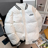 Aidase American Baseball Uniform PU Bomber Jacket Hip Hop Thickened Stand Collar Parkas Loose Versatile Couple Winter Coat aidase-shop