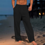 AIDASE  -  Men's Linen Long Pants Summer Beach Shorts Front Pockets Solid Color Breathable Casual Daily Vacation aidase-shop