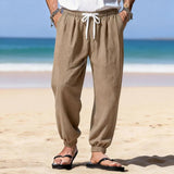AIDASE  -  Men's Lightweight Textured Beach Pants Drawstring Waist Jogger Trousers Casual Loose Fit Summer Bot for Vaion aidase-shop