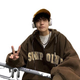 Autumn Men Zipper Hoodies Casual Loose Plus Size Coat 2023 Grey Oversized Pocket Outerwear Streetwear Harajuku Zip Up Sweatshirt aidase-shop