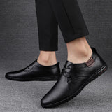 55.42Aidase New Men Casual Leather Shoes Fashion Brand Classic Men  Leather Shoes Brown/Black Hot Sale Breathable Business Lace-Up Men Shoes aidase-shop