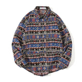 AIDASE  -  Japanese Retro Ethnic Style Brushed Plaid Shirt Men's Spring Loose Casual Long-sleeved Full print Shirts Coat Woolen Harajuku aidase-shop