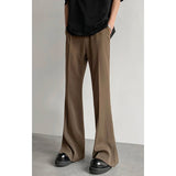 AIDASE  -  Brown Black Suit Pants Men Fashion Social Mens Dress Pants Korean Casual Loose Flared Pants Mens Office Formal Trousers M-2XL aidase-shop