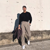 AIDASE  -  New Men Clothing Mid-Rise Mens Pants Button Loose Straight Leg Wrinkle-Free Business Casual Trousers Dress Pants aidase-shop