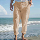 AIDASE  -  Vacation Beach Stylish Casual Pants Mens  Spring Summer Leisure Loose Straight Linen Trousers Men Fashion Solid Color Pants aidase-shop