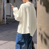 AIDASE  -  Men Shirt Solid Color Lapel Long Sleeve Korean Style Casual Men Clothing Streetwear Loose Fashion Leisure Male Tee Tops aidase-shop