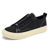 AIDASE  -  New Men's Canvas Shoes Zipper Work Footwear Black Summer Casual Versatile Trendy Low Top Breathable round Toe Thick Heel aidase-shop