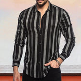 Men's Shirt Button Shirt Casual Shirt Black Red Coffee Color Long Sleeve Stripe Street Daily Clothing Fashionable Casual Comfort aidase-shop