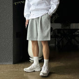 AIDASE  -  Korean Style Men's Casual Shorts Drawstring Solid Color Wide Leg Pleated Elastic Waist Straight Male Trousers Summer 9W3107 aidase-shop