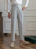 AIDASE  -  Naples Casual Business Attire Bottoms Men Slim Italian Gurkha Classic Trousers Comfortably Fit Your Curves Adjustable Waist aidase-shop