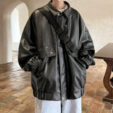 Aidase Men Bomber Leather Jacket Man PU Leather Jackets Male Streetwear Coat Jacket Motorcycle PU Leather Coats Fashion Zipper Jackets aidase-shop