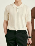 AIDASE  -  Summer Casual Buttoned Polo Neck Knit Top Men Vintage Crochet Knitted Polo Shirt Stylish Mens Short Sleeve Slim Polo Shirts aidase-shop