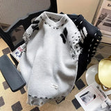 AIDASE  -  American Style Men Vest Sweater High Street Frayed Edge Design Fashion Loose Sleeveless Round Neck Male Knitwear 21E7565 aidase-shop