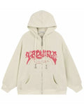 Aidase Autumn Men's Goth Corduroy Zip Up Hoodies Hip Hop Fashion Foam Print Jacket Women's Y2K Vintage Streetwear Hoody Sweatshirts aidase-shop