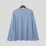 AIDASE  -  Men Striped T Shirt Crew Neck Long Sleeve Loose Korean Style Male Basic Tee Tops Streetwear Fashion Casual Men Clothing aidase-shop