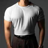 AIDASE  -  Men's Solid Color Side Zipper Short-Sleeved Sports Gym T-Shirt American Retro Fashion Trend Casual Loose Breathable Men's Tops aidase-shop