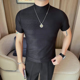 AIDASE  -  Versatile Thin Breathable Stretch Short Sleeve T-shirt, Men's Spring and Summer New Small Mid Collar Half Sleeve T-shirt aidase-shop