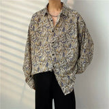 2023 Men's Clothing Turn-down Collar Handsome Long Sleeve Button Spring Summer Thin Man Printing Loose Streetwear Casual Korean Maytrends