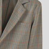 AIDASE  -  Men Blazer Plaid Lapel Long Sleeve One Button Casual Crop Coats Men Suit Streetwear 2025 Fashion Blazer Spring Autumn aidase-shop