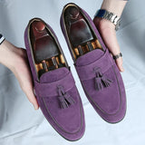 AIDASE  -  Brand Fashion Purple Dress Tassels Loafers Male Business Flats Office Casual Suede Leather Shoes Mens Comfortable Dress Shoes aidase-shop