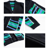 Aidase Autumn Men's Cardigan Sweater New Contrasting V-neck Single Breasted Knit Casual Loose and Comfortable Versatile Couple Style aidase-shop