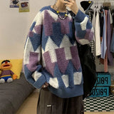 Aidase Retro Round Neck Sweater Men's Winter Korean Version Trendy Lazy Style Loose Knit Sweater Couple Sweater aidase-shop