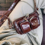 AIDASE  -  Fashion Stylish Black Crossbody PU Leather Purse Mini Luxury Bags Designer Clutches for Women  Vintage Chain Pockets Purse aidase-shop
