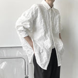 Aidase Shirts Men Floral Japanese Style Fashion Loose Pleated Long Sleeve Vibe All-match High Street Youthful Cool Designed Vintage aidase-shop