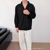 AIDASE  -  Spring Autumn New Fashion Men's Solid Color Turn-down Collar Long Sleeve Daily Simple Basic Knitted Shirts Coats Male Coats Tops aidase-shop