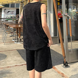 AIDASE  -  Striped Men Two-piece New Summer Casual Sleeveless Round Neck Tank Top Drawstring Loose Shorts Fashion Male Sets aidase-shop