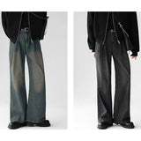 AIDASE  -  Korean Popular Baggy Jeans Men Y2k Pants Washed Vintage Straight Wide-Leg Pants Hip Hop High Street Bell Bottoms Denim Trousers aidase-shop