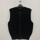 Aidase Men's Knitted Sleeveless Zipper Sweater Casual Luxury Clothing Waistcoat Tide Port Style Leisure Pullover Spring Retro Knitwear aidase-shop