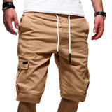 AIDASE  -  Large Mens Casual Cotton Pants mid Waist Straight Leg Workwear orts with kets Khaki Color Pure Color Spring Summer aidase-shop