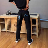 AIDASE  -  Stylish Eagle Embroidery Slim Fit Jeans for Men Trendy Casual Fashionable Lightweight Luxury Popular Straight Leg Pants aidase-shop