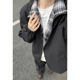 AIDASE  -  Autumn Cleanfit Plaid Interior Workwear Jaet Men's Rigorous Haome Stand Collar Casual Couple's Outerwear aidase-shop